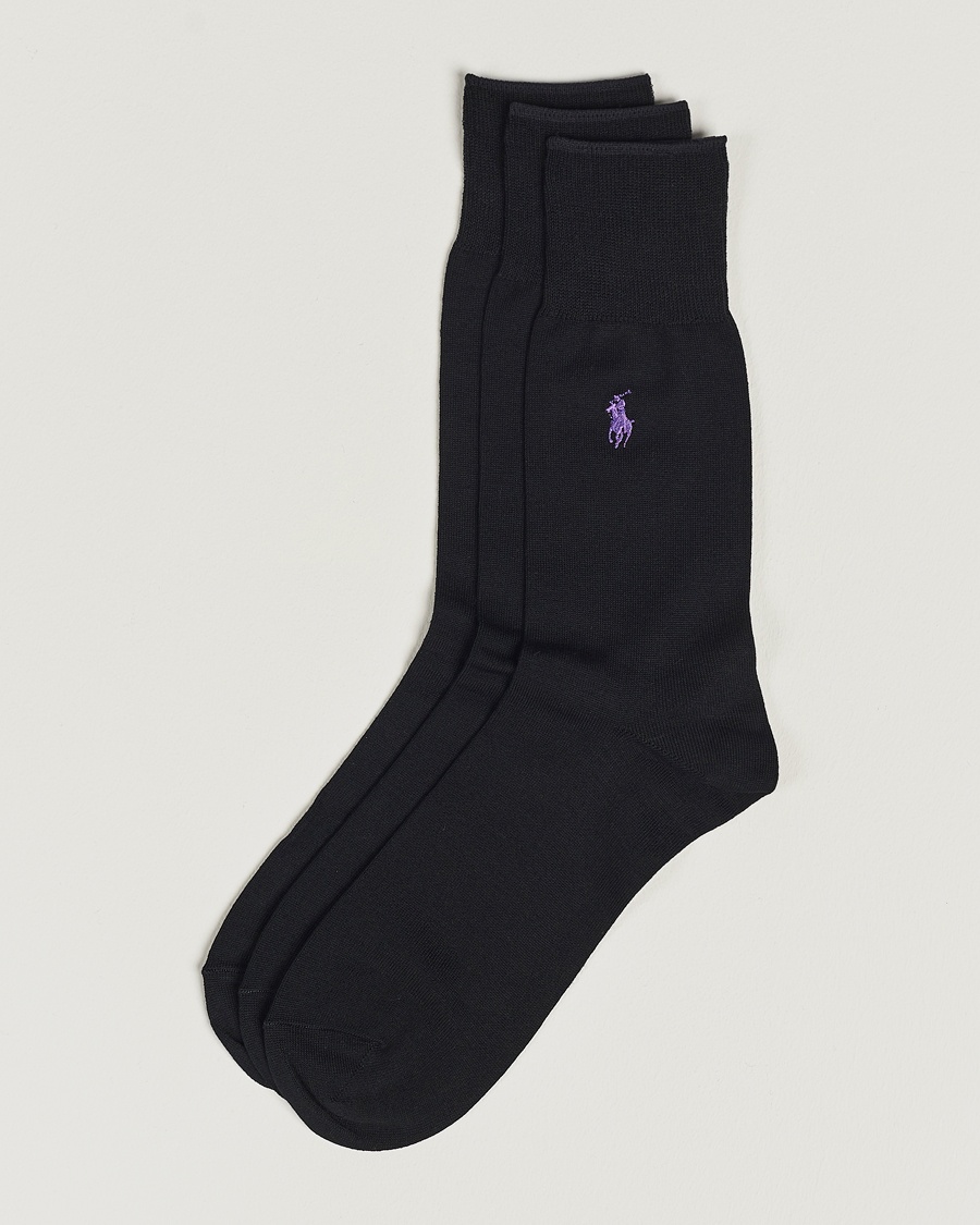Polo Ralph Lauren 3-Pack Mercerized Cotton Socks Black – Black