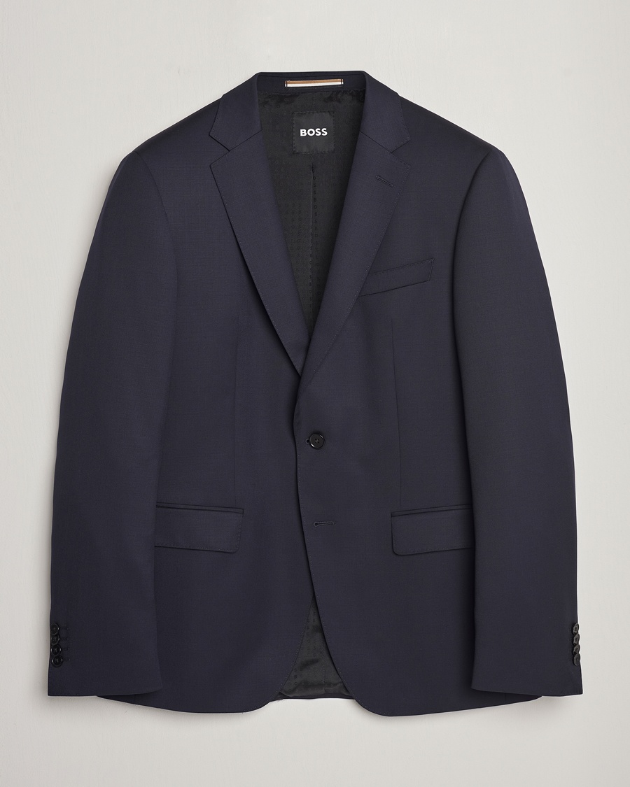 BOSS BLACK Huge Slim Fit Wool Blazer Dark Blue – Blue