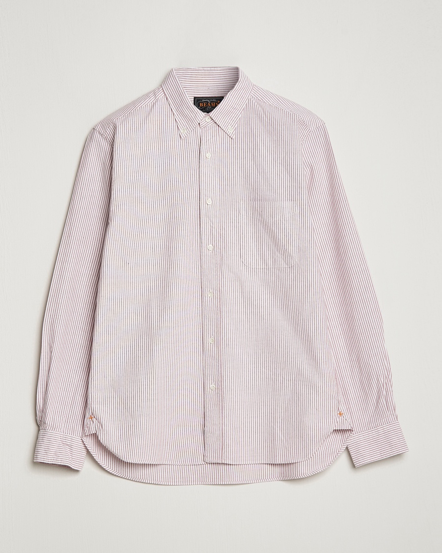BEAMS PLUS Oxford Button Down Shirt Wine Stripe – Red