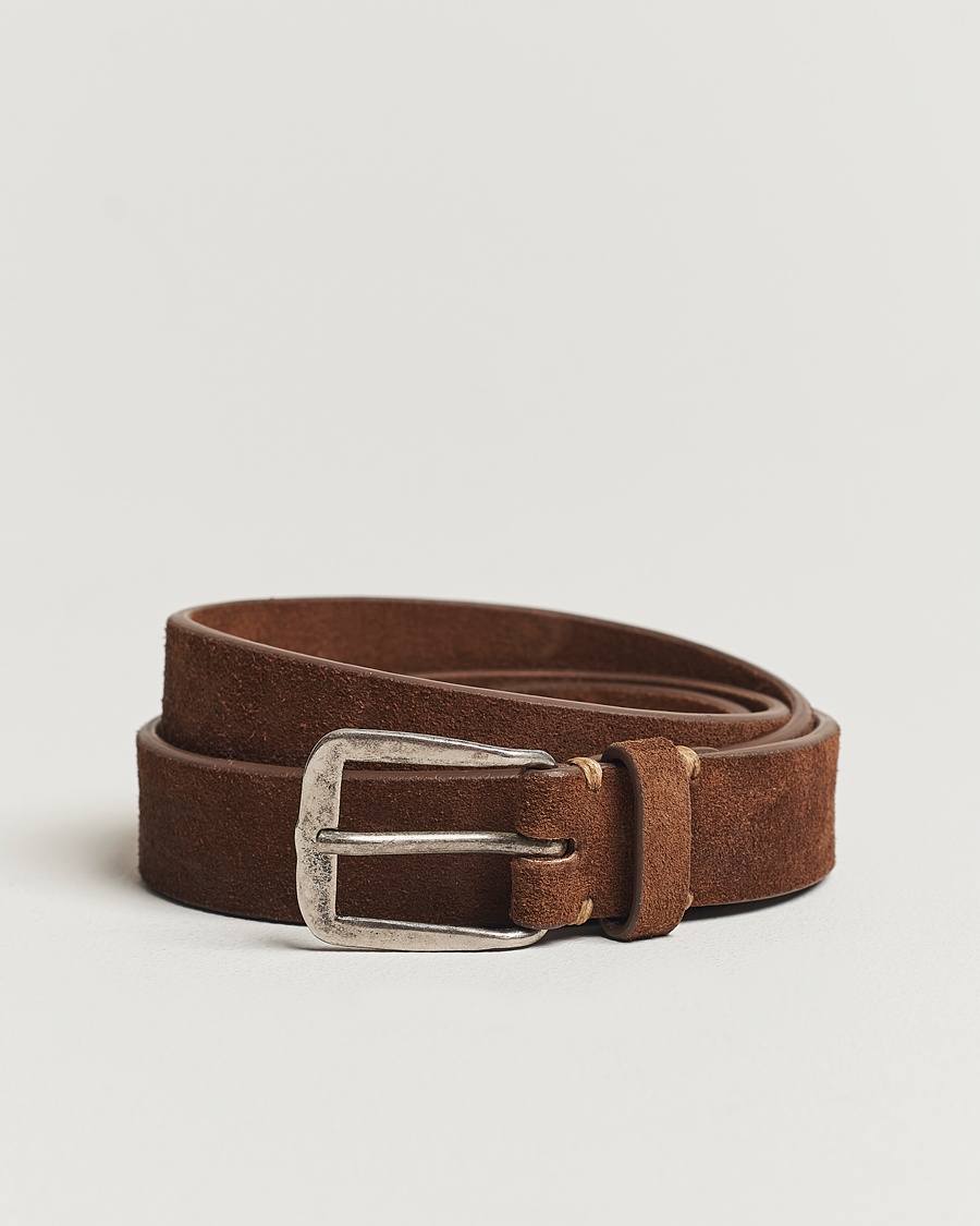 Massimo Alba Narrow Suede Belt Dark Brown – Brown