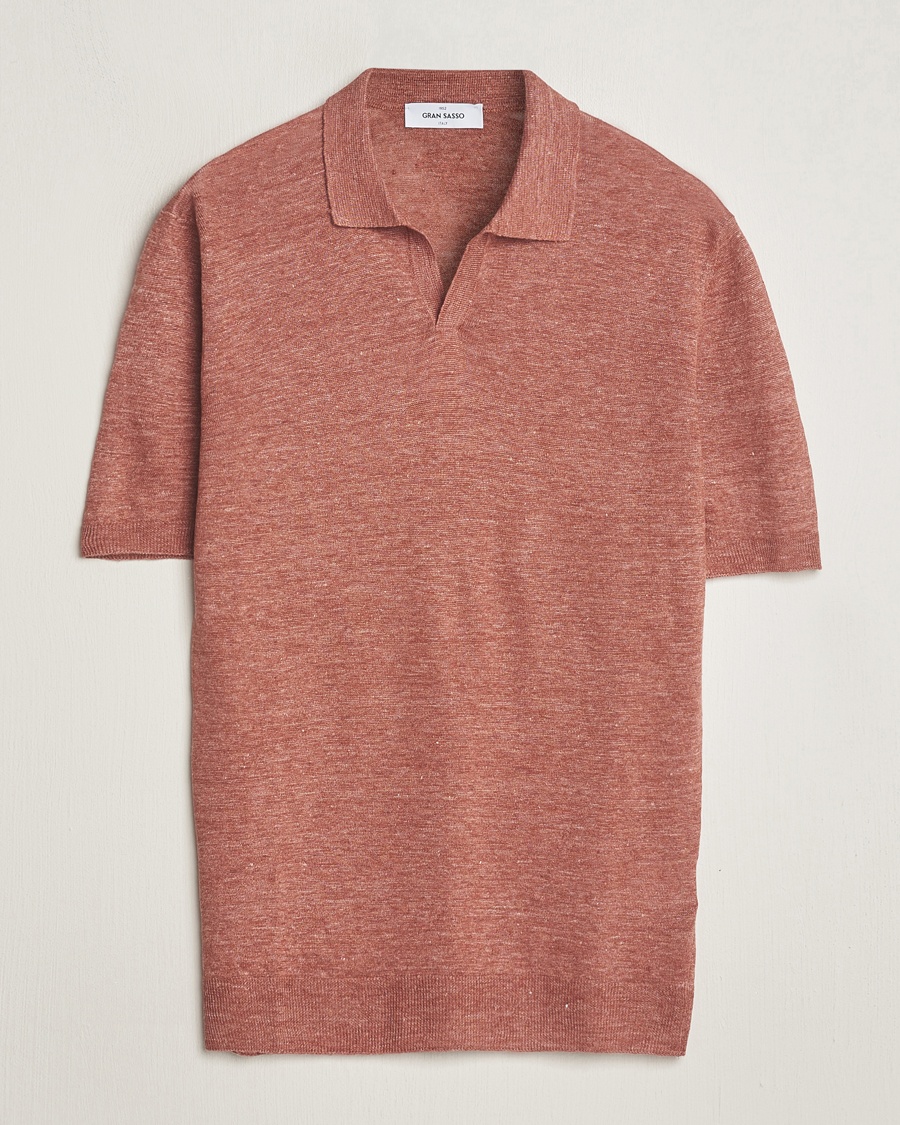 Gran Sasso Knitted Linen Polo Rust Melange – Brown