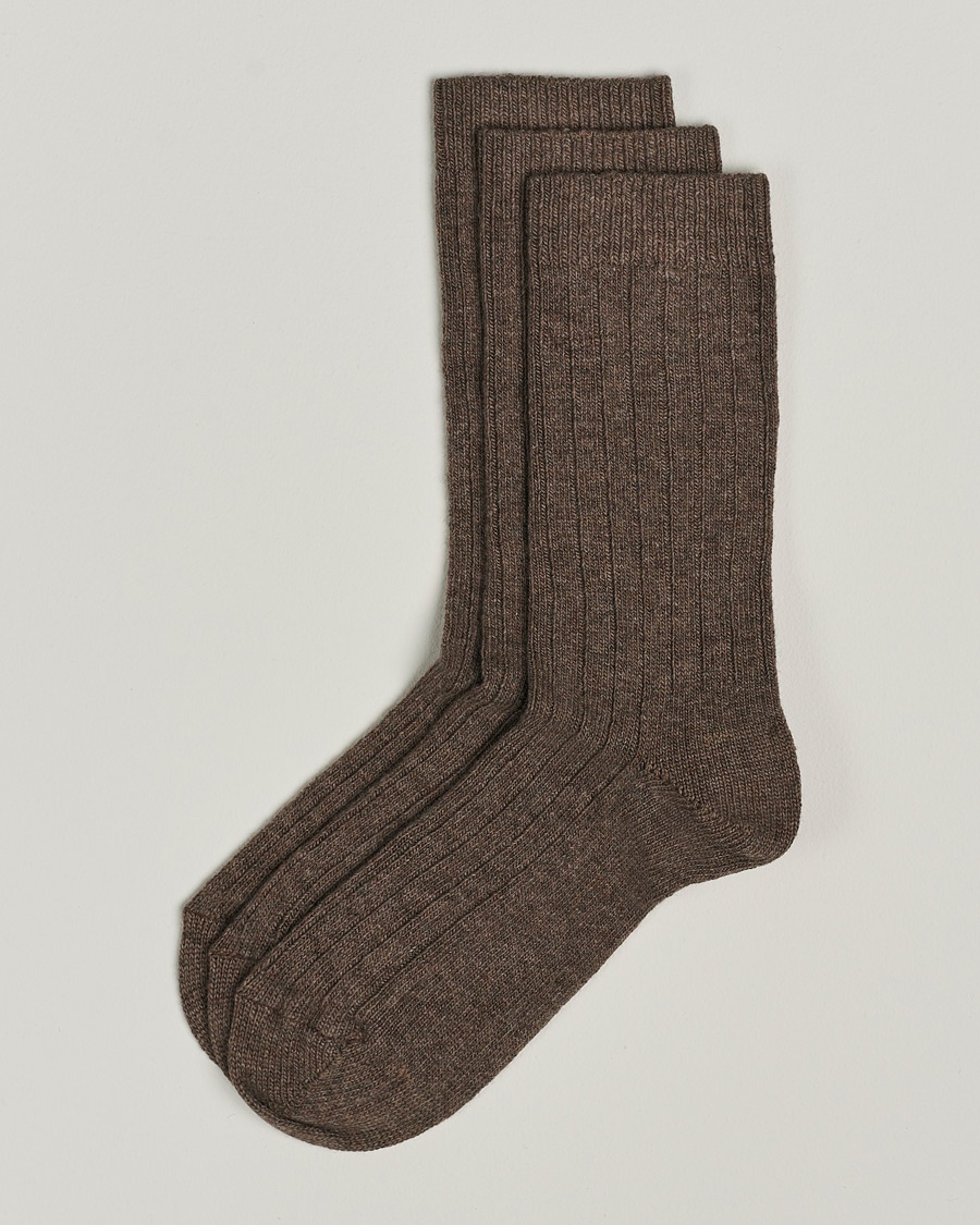 Amanda Christensen 3-Pack Supreme Wool/Cashmere Sock Brown Melange – Brown