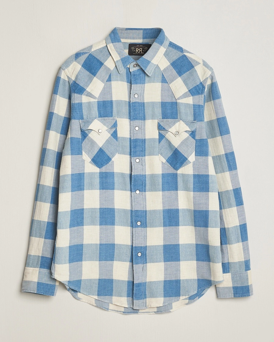 RRL Buffalo Western Shirt Indigo/Cream Check – Blue