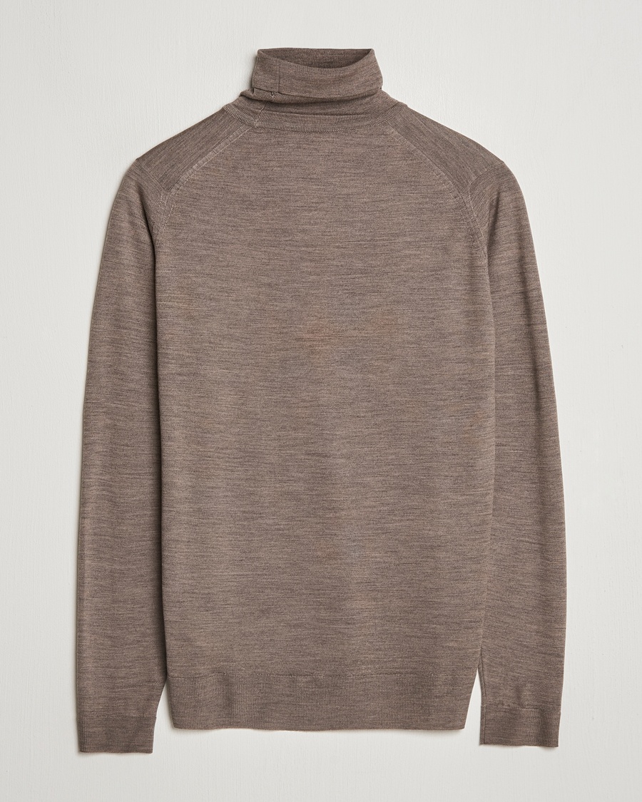 John Smedley Cherwell Extra Fine Merino Rollneck Mushroom Brown – Brown