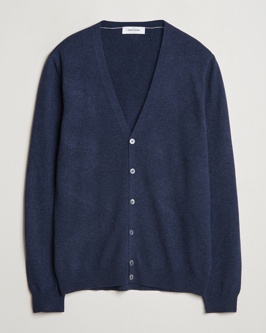 Gran Sasso Wool/Cashmere Cardigan Navy Melange – Blue