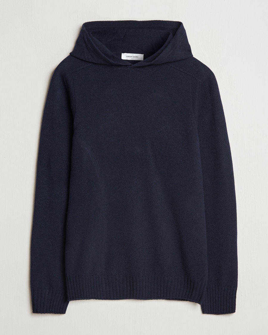 Gran Sasso Wool Hoodie Navy – Blue
