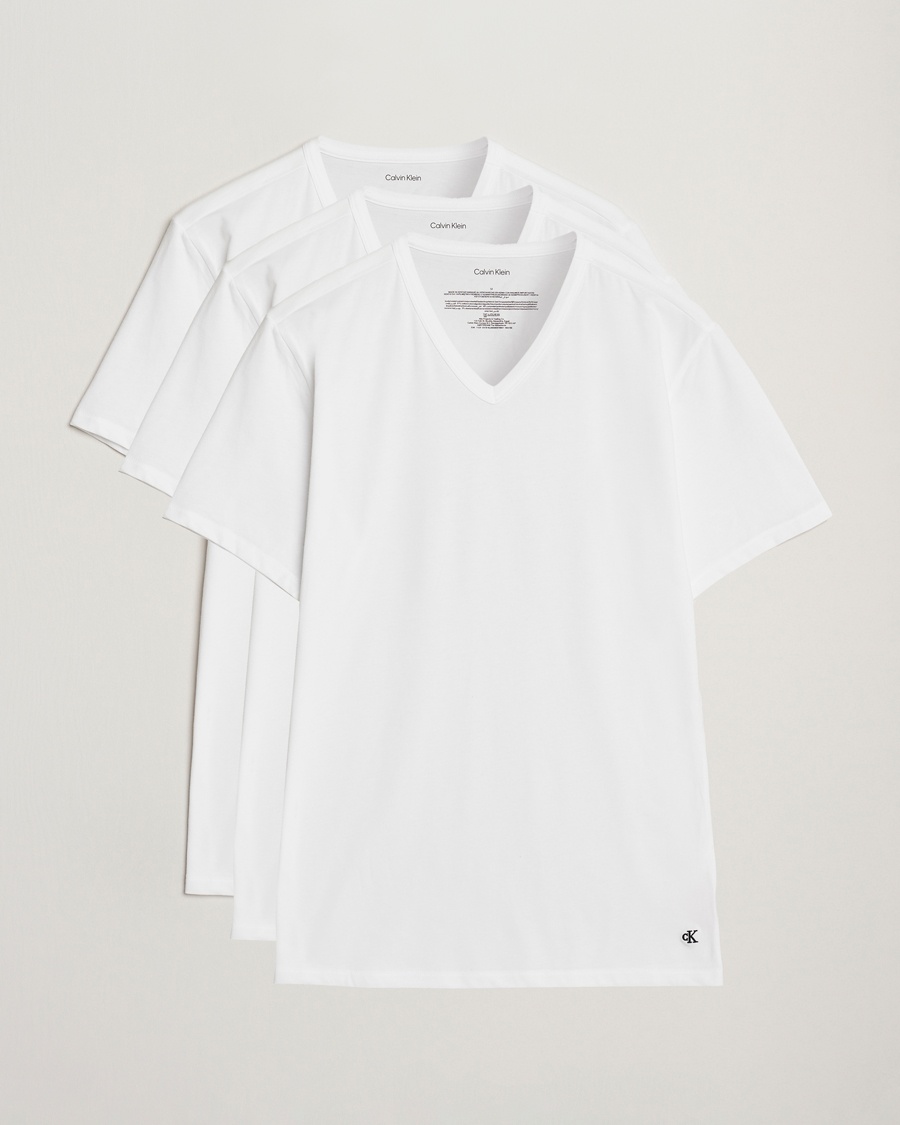Calvin Klein 3-Pack Cotton Stretch V-Neck T-Shirt White – White