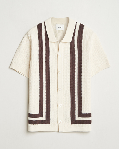 NN07 Ares Knitted Short Sleeve Shirt Ivory – White