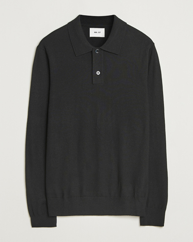 NN07 Serge Wool Knitted Polo Black – Black