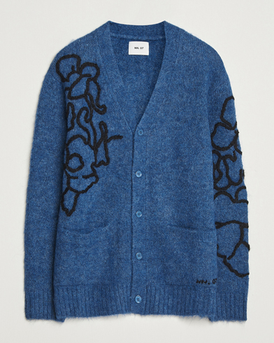 NN07 Kyle Alpaca Knitted Cardigan Denim Blue – Blue
