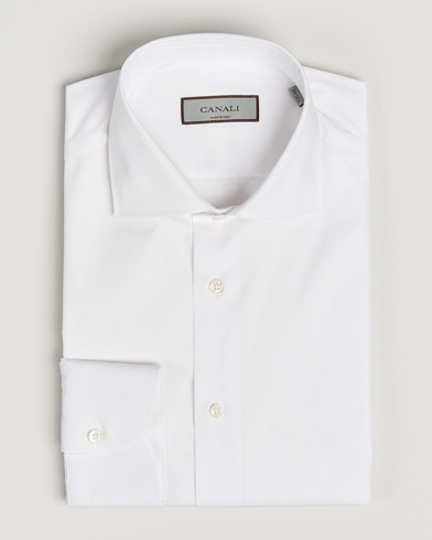 Canali Slim Fit Cotton/Stretch Shirt White – White