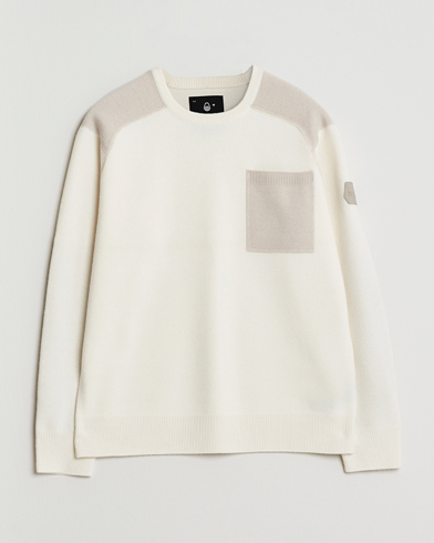 Sail Racing Spine Wool/Cashmere Knitted Crew Neck Off White – White