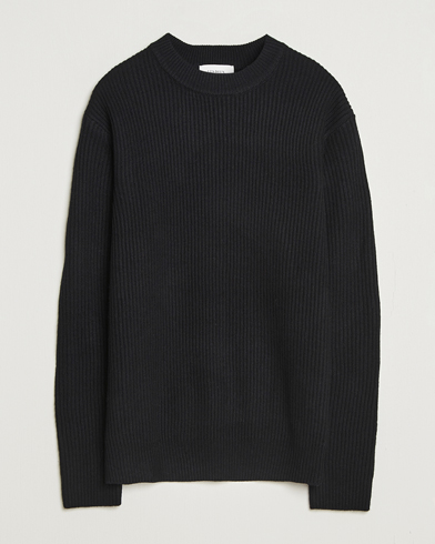 LES DEUX Eddie Wool Rib Crewneck Black – Black