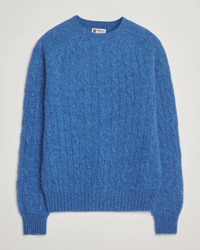 Morris Brushed Cable Sweater Blue – Blue