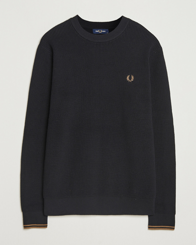 Fred Perry Waffle Stitch Jumper Black – Black