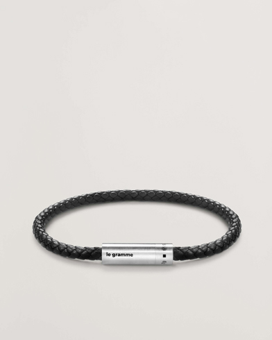 LE GRAMME Leather Cable Bracelet Black/Sterling Silver 7g – Black
