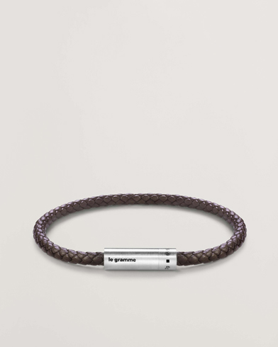 LE GRAMME Leather Cable Bracelet Brown/Sterling Silver 7g – Brown