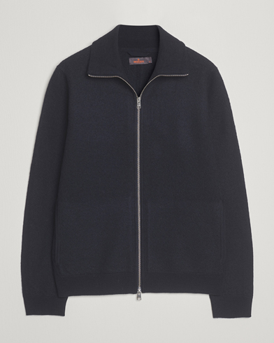 Morris Corke Knitted Zip Jacket Navy – Blue