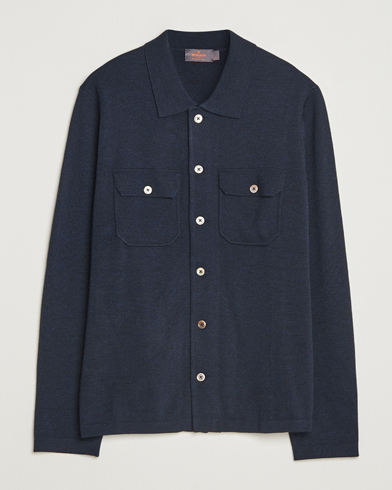 Morris Merino Walter Overshirt Navy – Blue