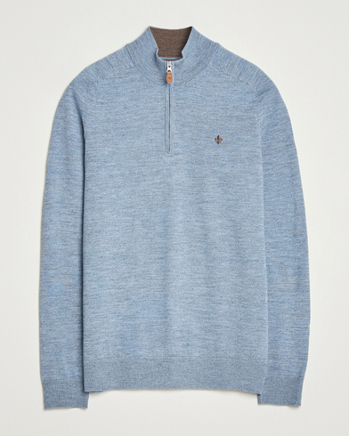 Morris John Merino Half Zip Light Blue – Blue