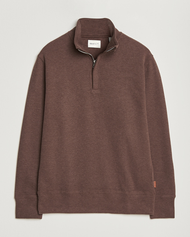 Gant Light Sacker Rib Half Zip Dark Brown Melange – Brown