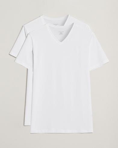 Falke 2-Pack Cotton V-Neck T-Shirt White – White