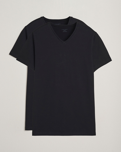 Falke 2-Pack Cotton V-Neck T-Shirt Black – Black