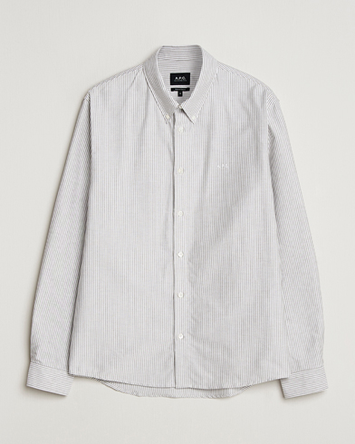A.P.C. Greg Striped Oxford Shirt Green/White – Green