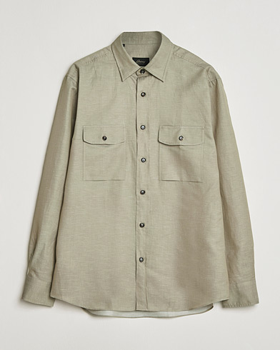 Brioni Cotton/Linen Overshirt Olive – Green