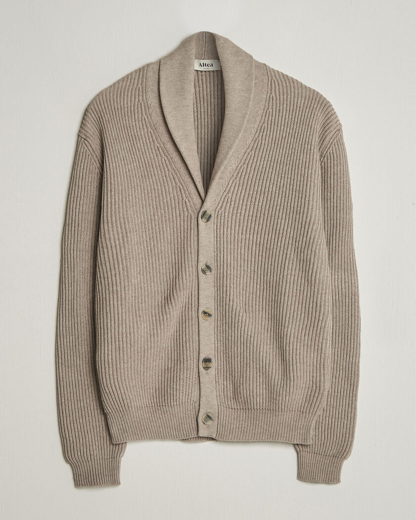 Altea Cotton/Cashmere Shawl Cardigan Taupe – Beige