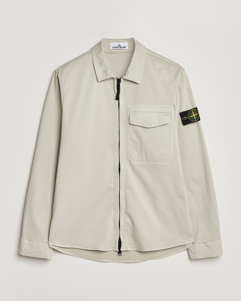 Stone Island Cotton Stretch Zip Overshirt Pearl Grey – Grey