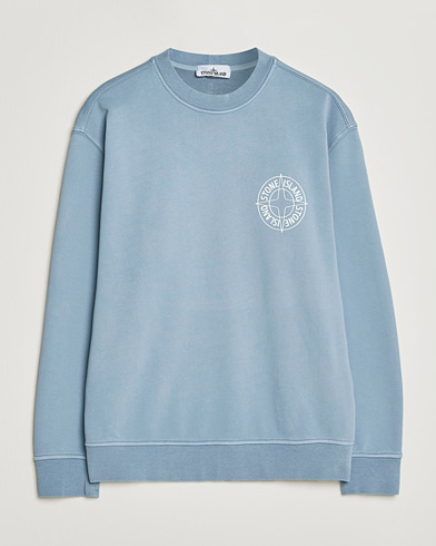 Stone Island Cotton Fleece Printed Logo Sweatshirt Dark Blue – Blue