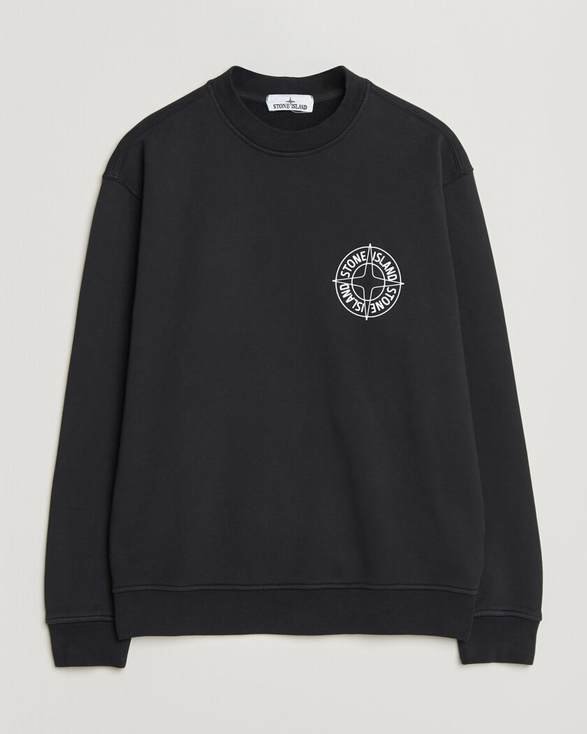 Stone Island Cotton Fleece Printed Logo Sweatshirt Black – Black