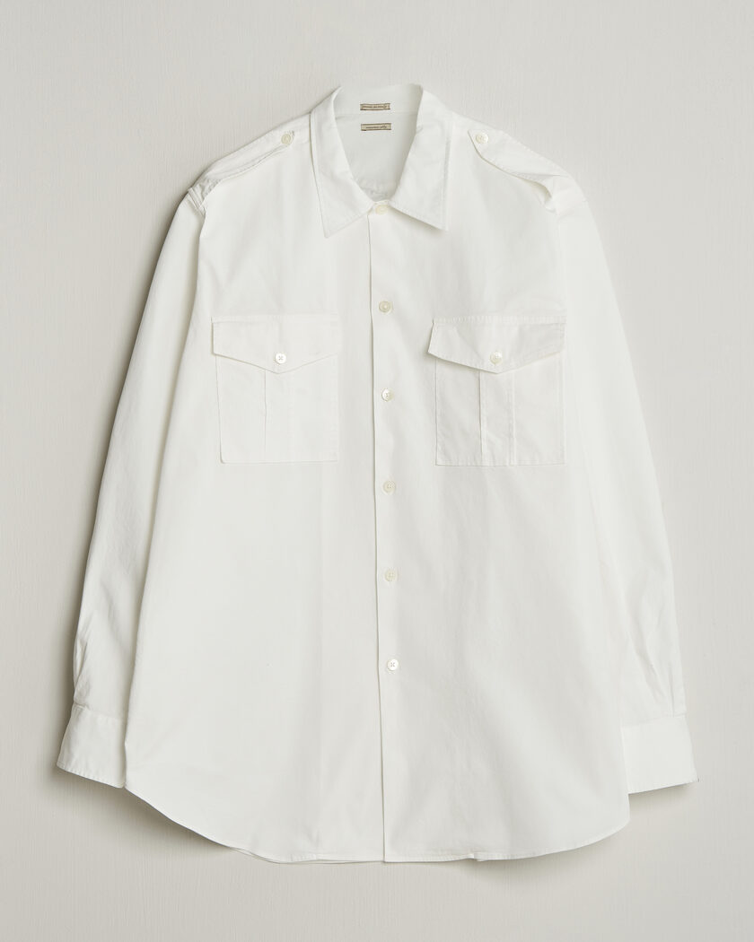Massimo Alba Army Double Pocket Shirt White – White