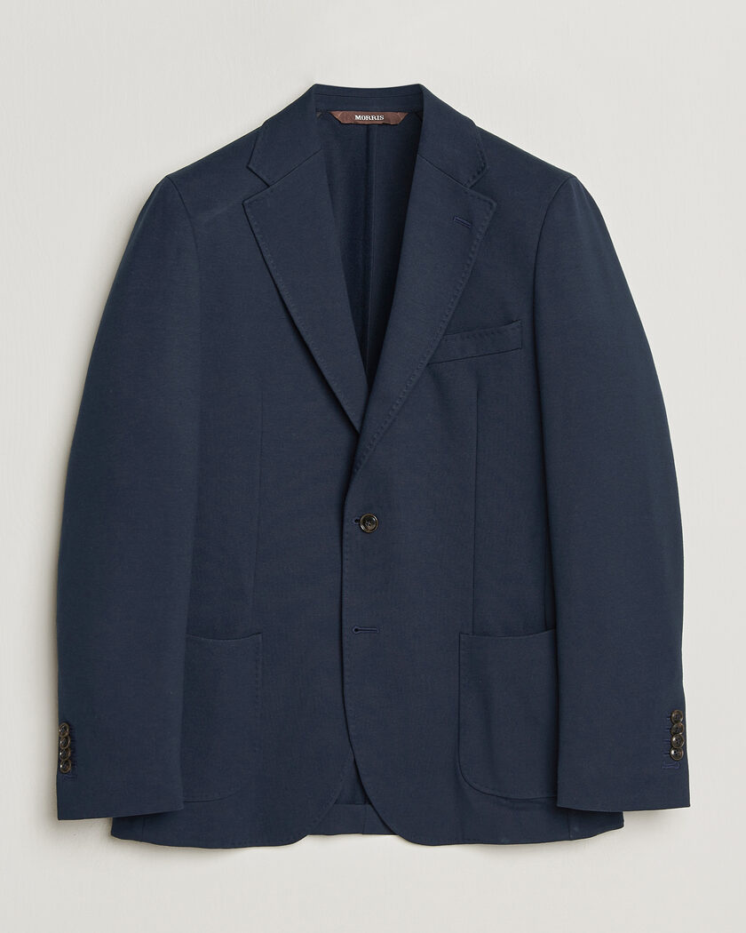 Morris Cotton Jersey Blazer Navy – Blue