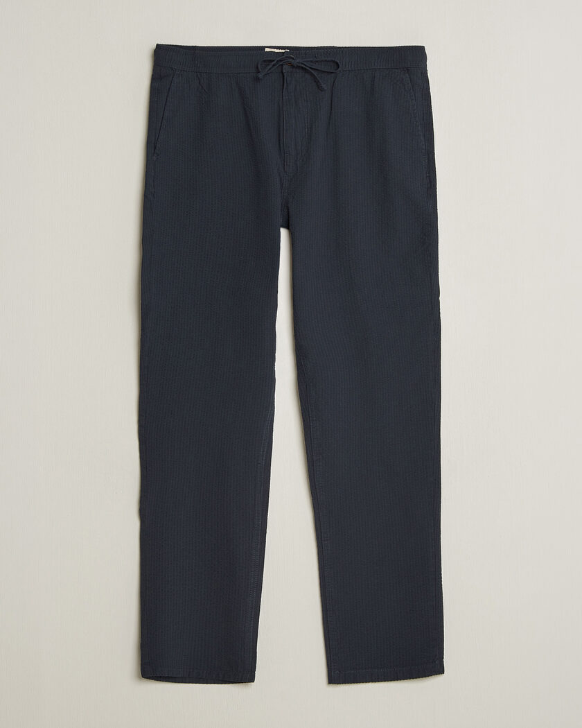 Morris Fenix Seersucker Trousers Dark Blue – Blue