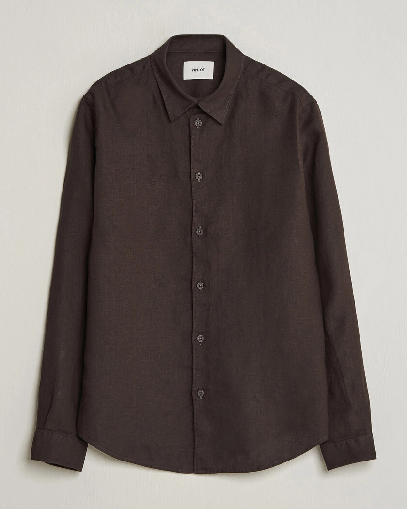 NN07 Enzo Linen Shirt Deep Truffle – Brown