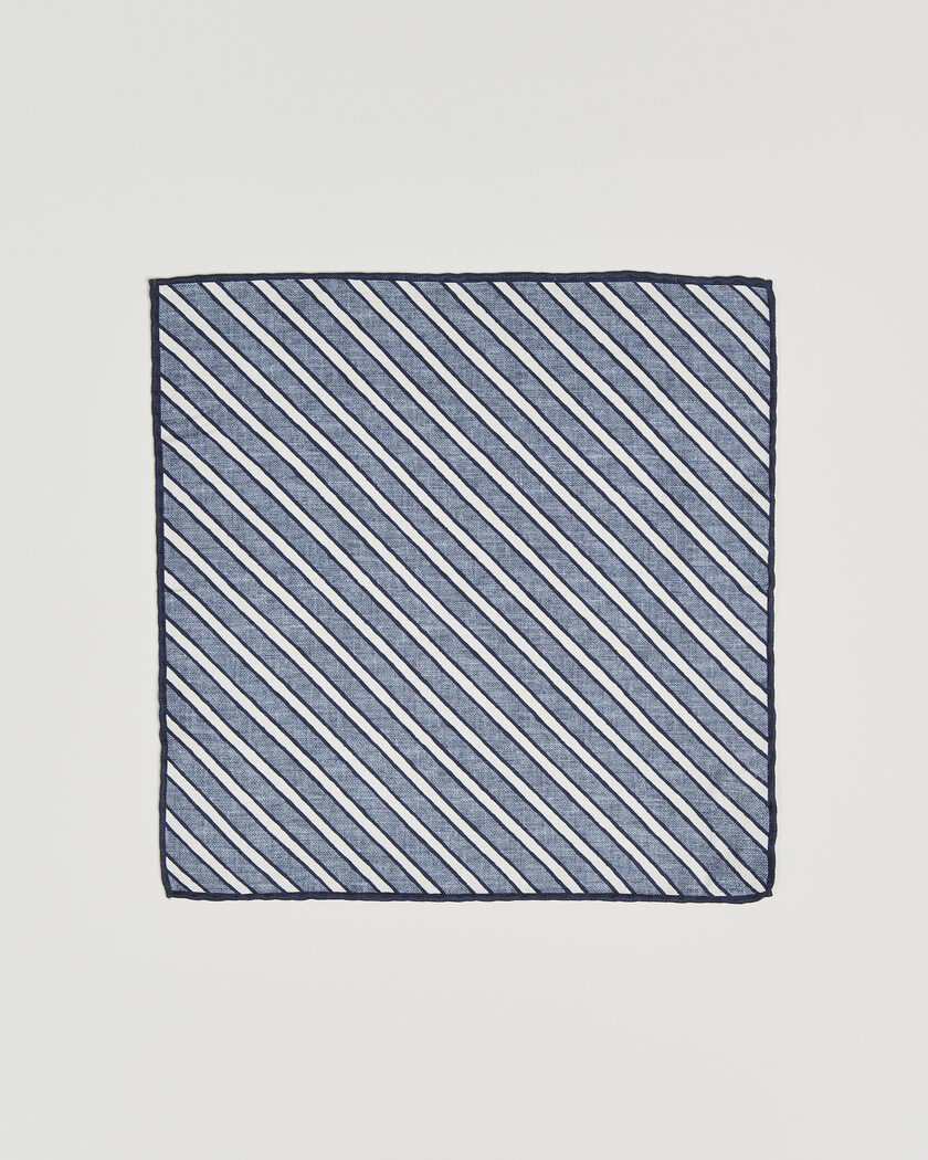 Brunello Cucinelli Striped Pocket Square Blue – Blue