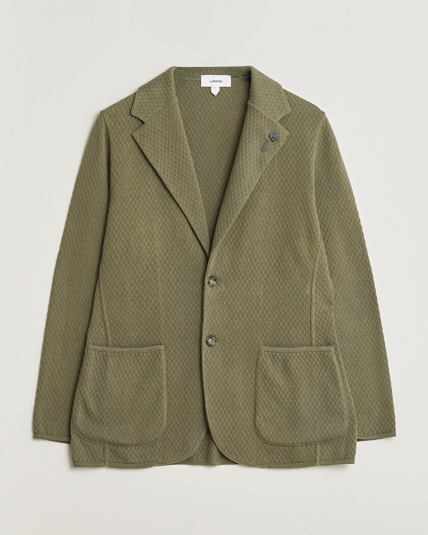 Lardini Knitted Structure Cotton Blazer Green – Green