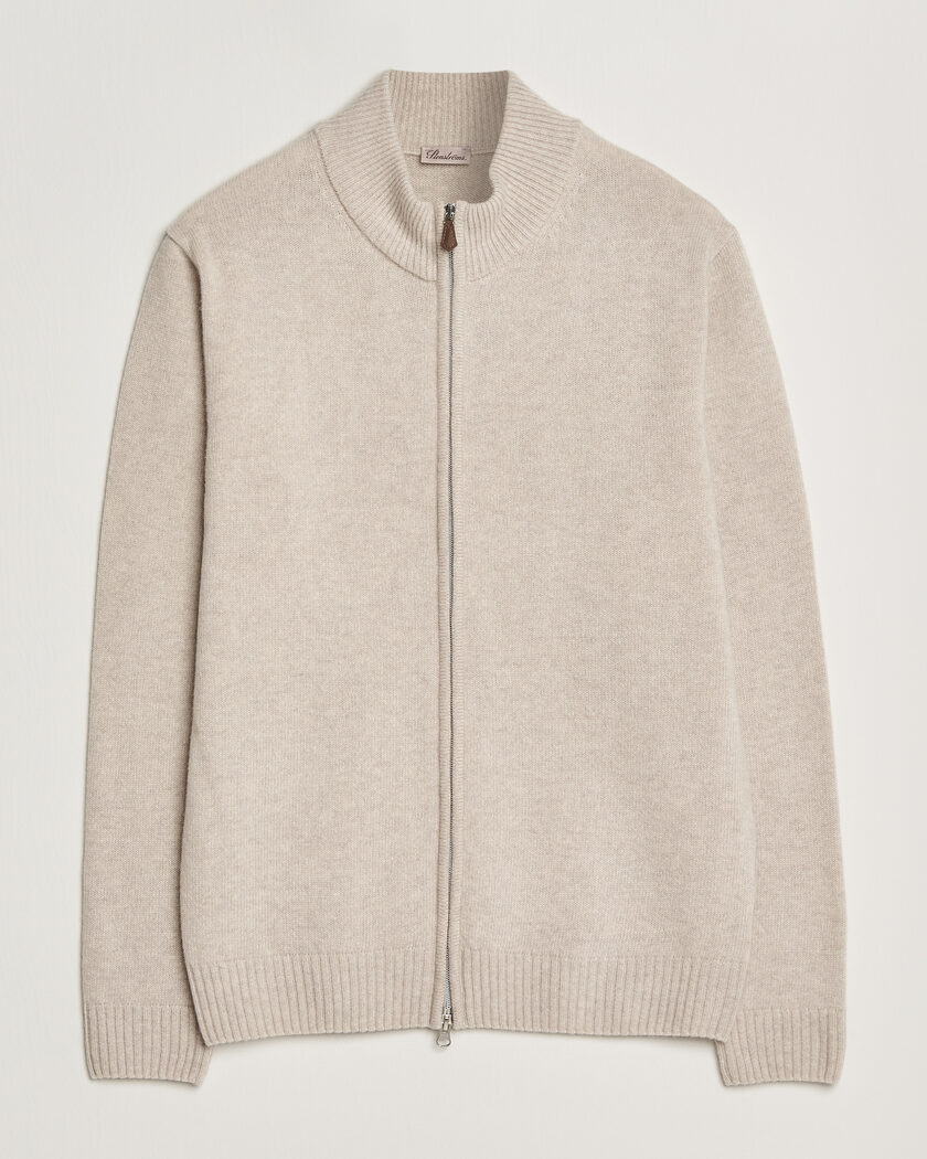 Stenströms Brushed Merino Full Zip Beige – Beige