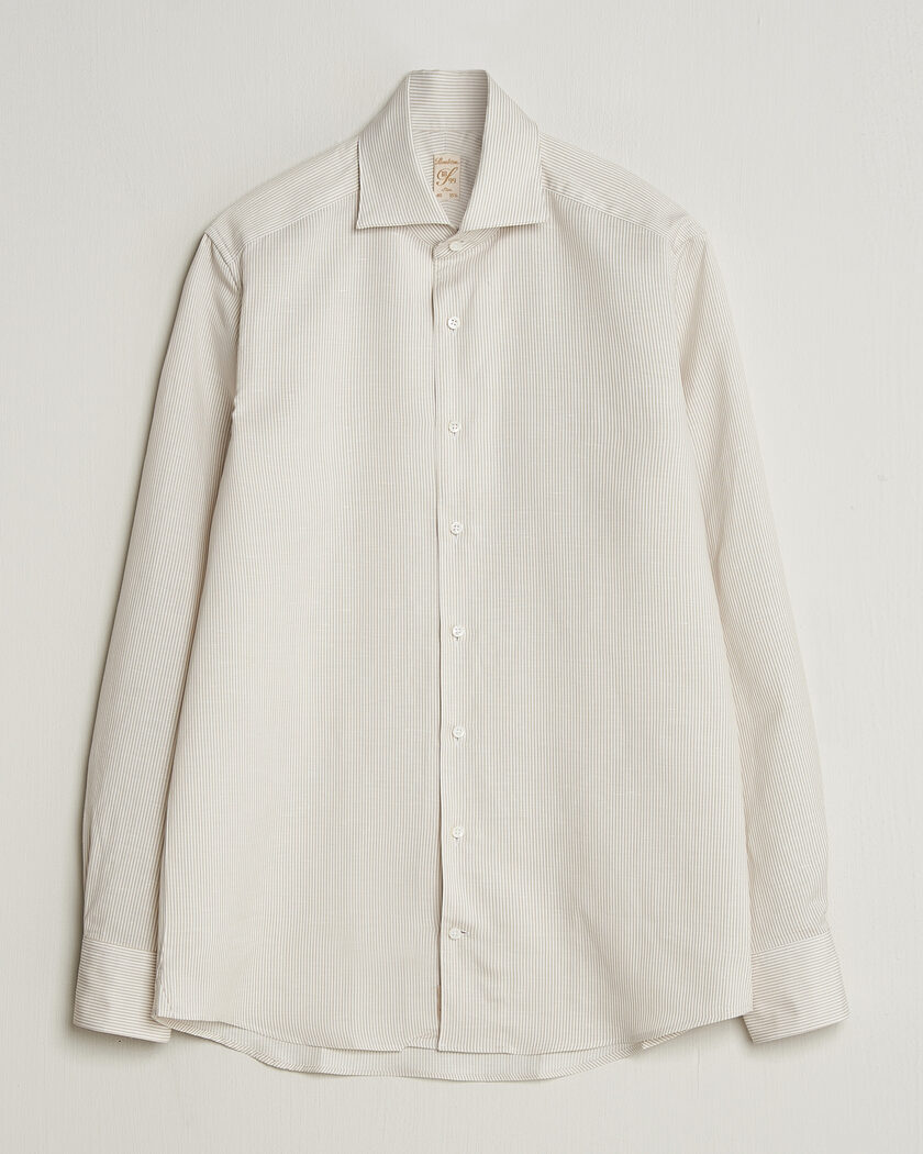 Stenströms 1899 Cotton/Linen/Silk Striped Shirt Beige – Beige