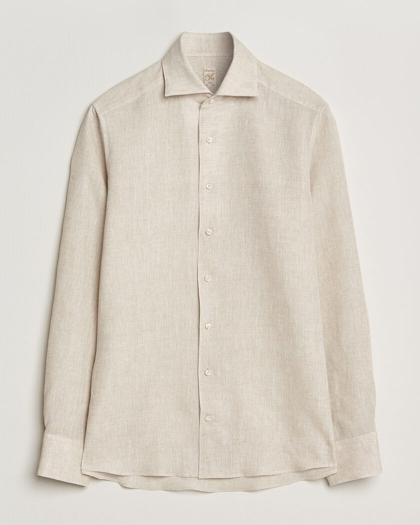 Stenströms 1899 Linen One Piece Collar Shirt Beige – Beige