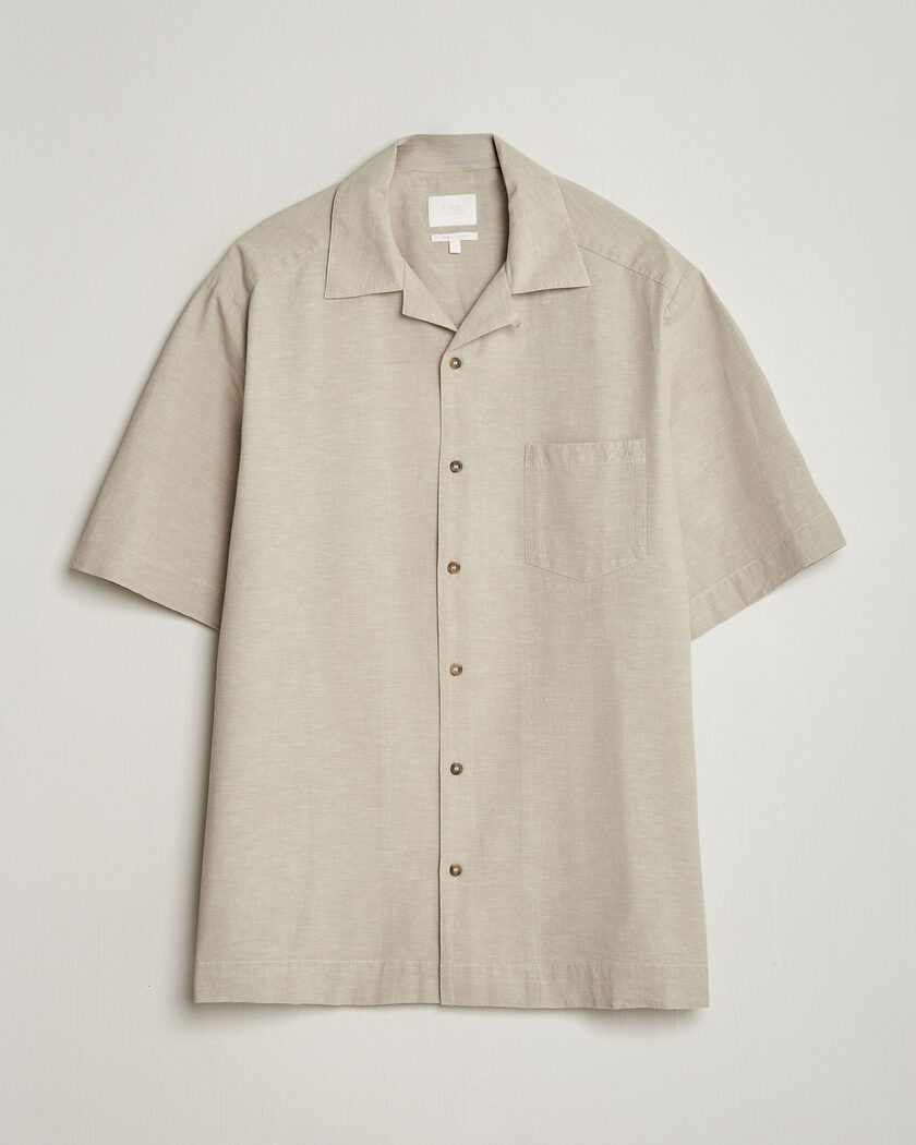 A.P.C. Jude Cotton/Linen Short Sleeve Shirt Sage Green – Green