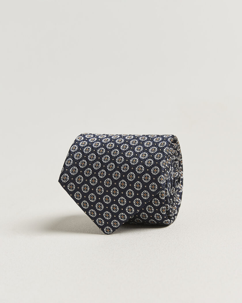 Canali Jacquard Flower Silk Tie Navy – Blue