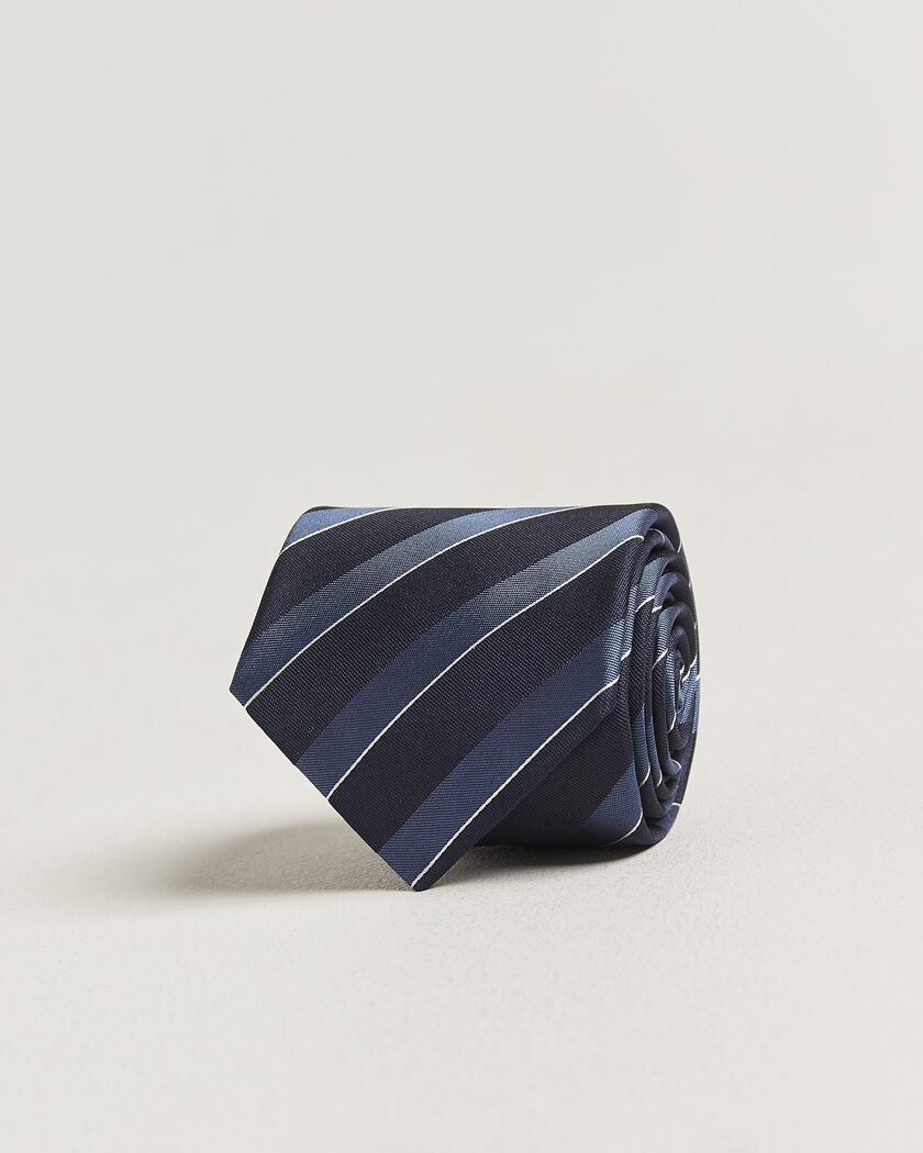 Canali Regimental Stripe Silk Tie Navy/Blue – Blue