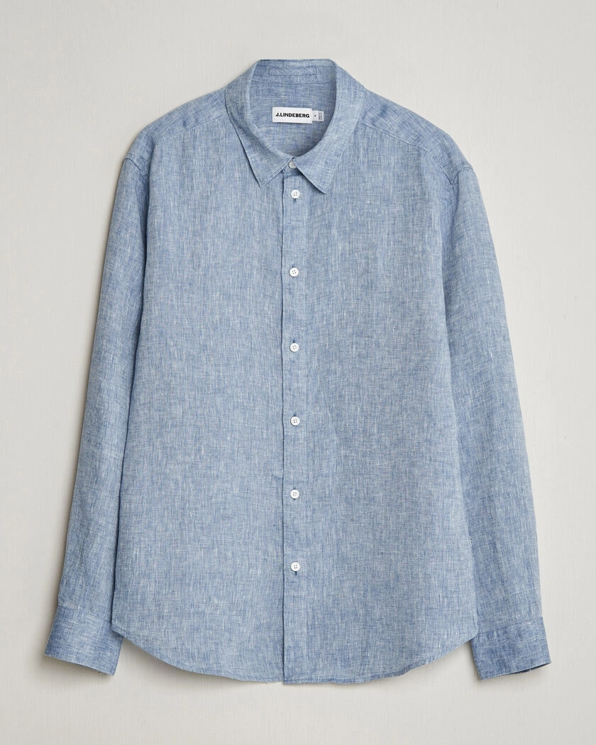 J.Lindeberg Marlon Linen Melange Shirt Federal Blue – Blue