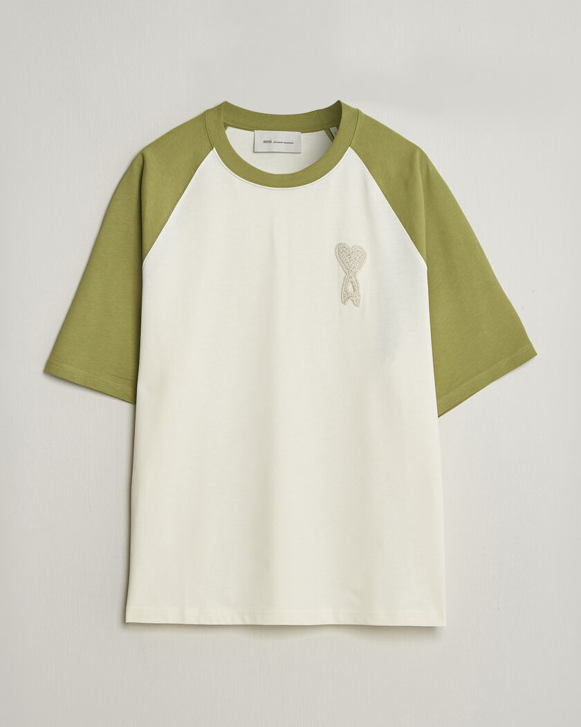 AMI Knitted Heart Logo T-Shirt Creme/Matcha – Green