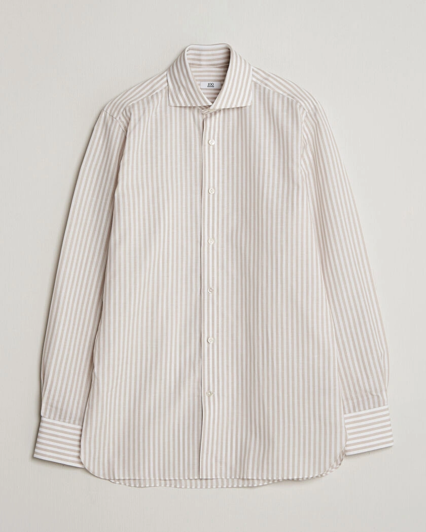 100Hands Cotton/Linen Bengal Stripe Shirt Light Brown – Brown