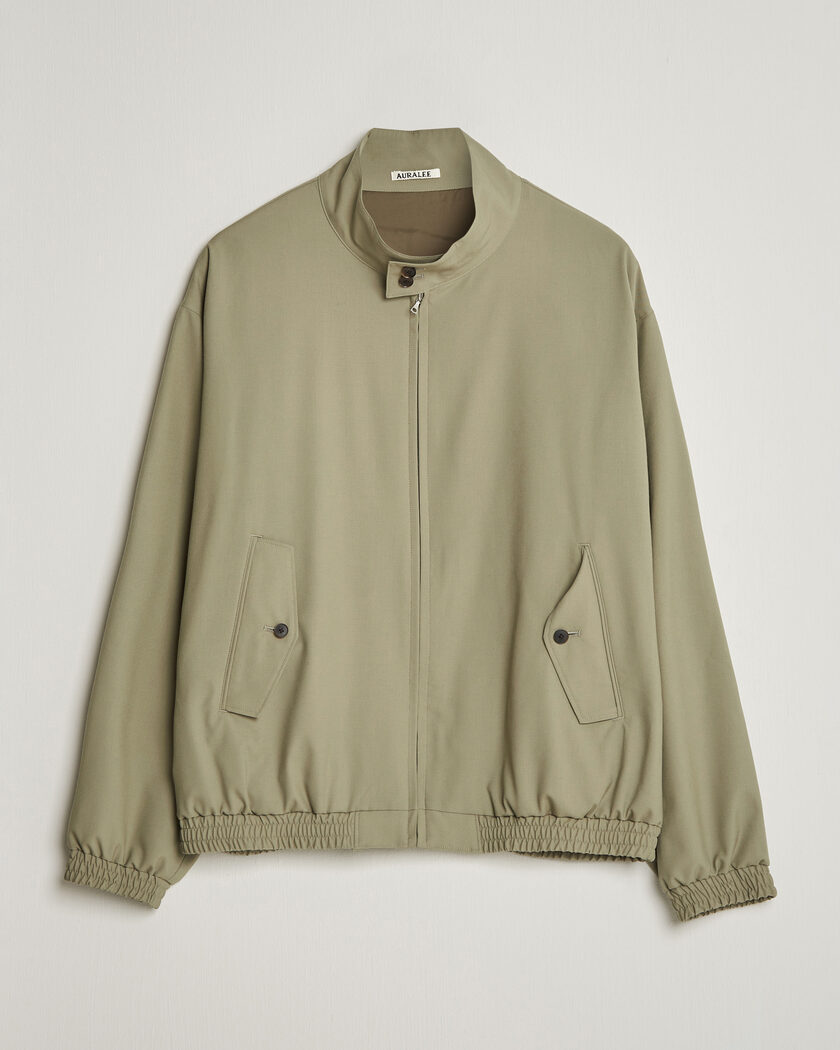 Auralee Wool Zip Bomber Jacket Light Khaki – Green
