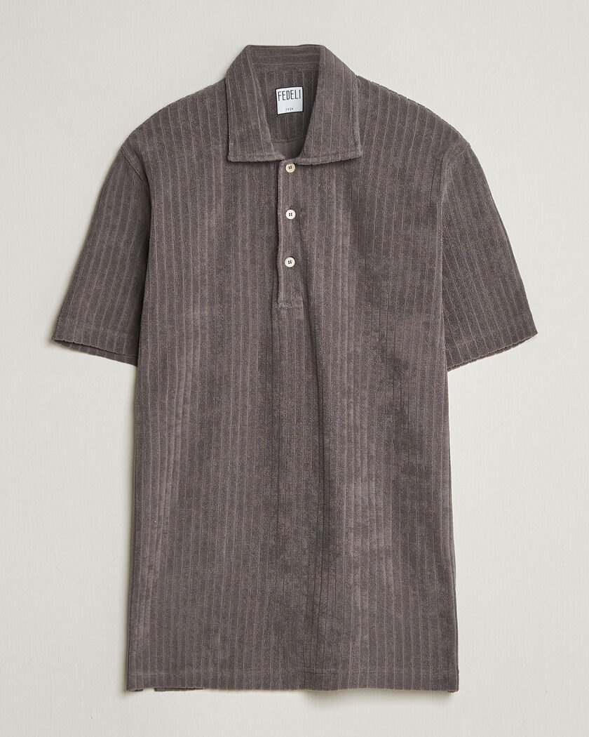 Fedeli Rib Terry Polo Taupe – Brown